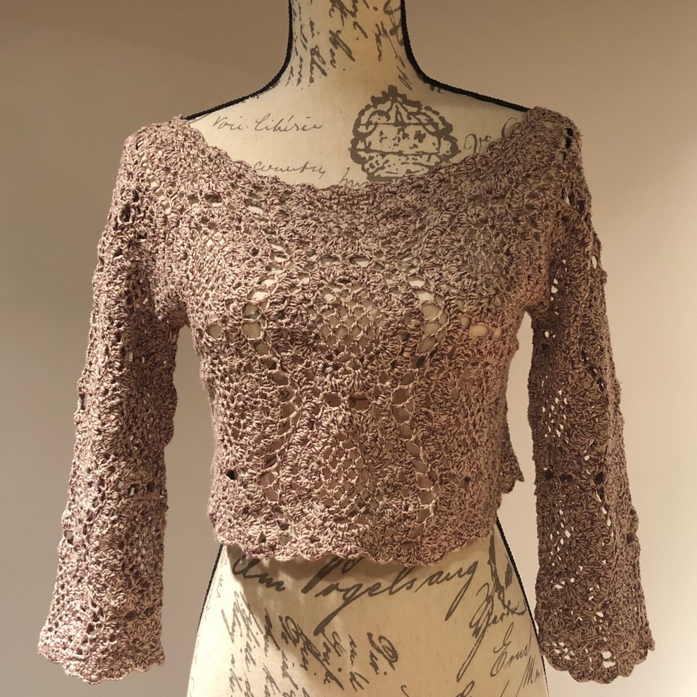 Cropped Open Knit Sweater